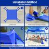 Rhino Valley Beach Tent, 10 x 10 FT Beach Shade UPF50+ Protection, BeachCanopy with 8 Sandbags 4 Stability Poles, Outdoor Beach Tent Sun Shelter Umbrella for Sand, Camping, Fishing Essentials, Indigo view 4