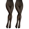 Aobiono Women Fleece Lined Tights Sheer Warm Pantyhose Fake Translucent Winter (85g / No fleece, 2 Pairs Black) view 1
