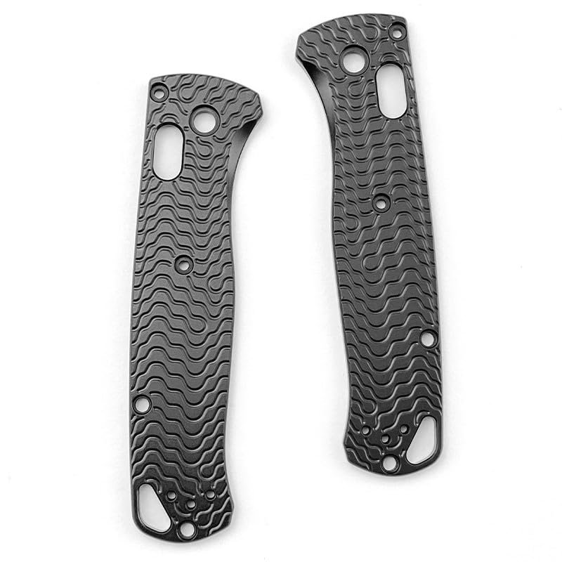UPFIST 1 Pair Scales Handle Fits for Benchmade Bugout 535, CNC Aluminum Alloy Handle Patch (Size : B Black)