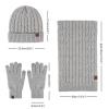 3-Pieces Winter Hat Scarf Gloves Set Beanie Hat Plain Stretch Black Hat Women Scarf Beanie for Men Women (Khaki, One Size) view 2