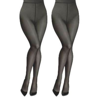 Aobiono Women Fleece Lined Tights Sheer Warm Pantyhose Fake Translucent Winter (220g / Thin fleece, 2 Pairs Gray)