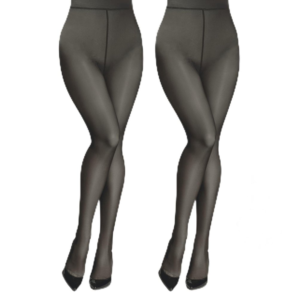Aobiono Women Fleece Lined Tights Sheer Warm Pantyhose Fake Translucent Winter (220g / Thin fleece, 2 Pairs Gray)