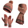 3 Pieces Christmas Scarf Hat Gloves Set Winter Warm Knitted Beanie Gift for Adult Women Men (Hot Pink, One Size) view 1