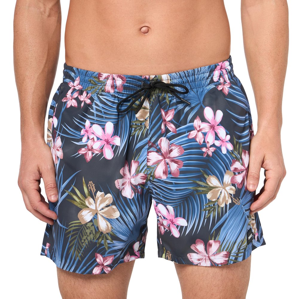 BOSS Piranha Swim Trunks, Light Blue Tropical, XL