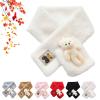 Cute Bear Plush Bib For Adult And Child, Cartoon Bear Scarves Winter Warm Plush Scarf, Parent-Child Plush Scarf (White, Children) view 1