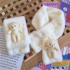 Cute Bear Plush Bib For Adult And Child, Cartoon Bear Scarves Winter Warm Plush Scarf, Parent-Child Plush Scarf (White, Children) view 4