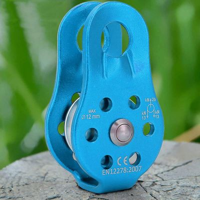 Airshi Climbing Pulley, Rustproof Heavy Duty Aluminium Alloy 12mm Small Hole Pulley for Rope Climbing (Blue Color)