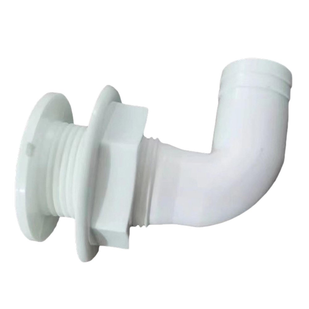 90 Degree Thru Hull Fitting,90 Degree Thru Hull Connector Deck Drain Trim,Cover,White Boat Plumbing Fittings for Repair Parts