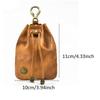 1 Pcs Leather Mini Medieval Pouch Keychain, small leather drawstring pouch bag, Change Holder, Leather Drawstring Pouch for Men & Women (Brown) view 2