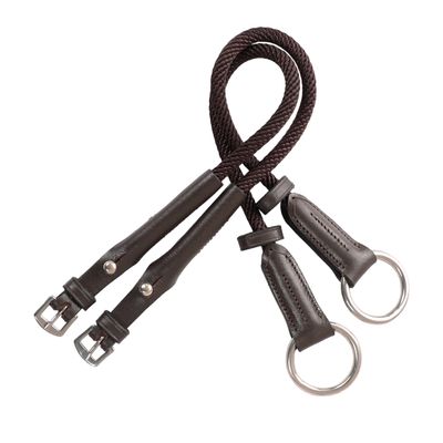 Exion Horse Bridle Rope Cheek Pieces  13mm (4/8") Vegetable-Tanned Leather with Stainless Steel Buckles  Durable Rope Cheek Straps for English Bridles  Bridle Replacement Accessories