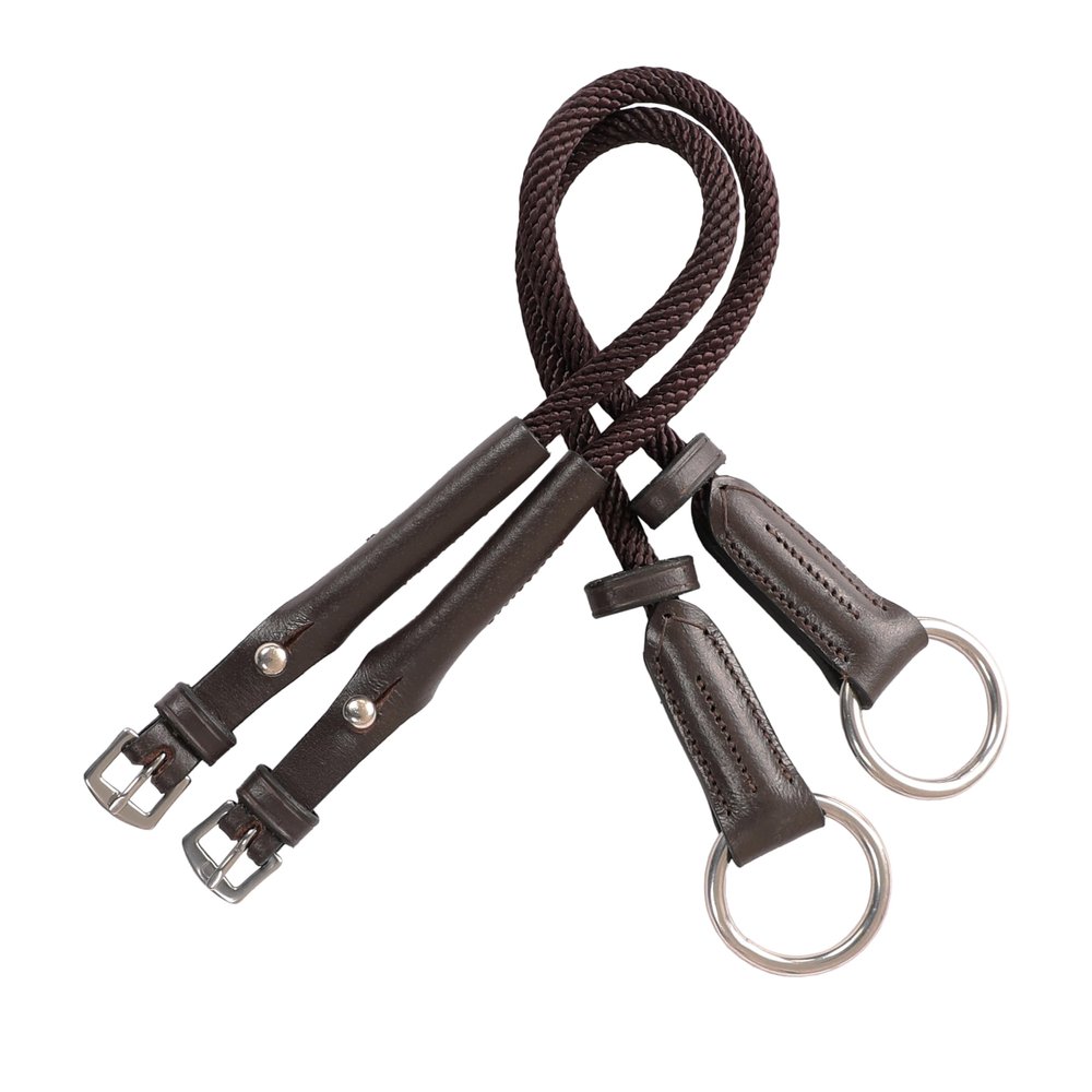 Exion Horse Bridle Rope Cheek Pieces  13mm (4/8") Vegetable-Tanned Leather with Stainless Steel Buckles  Durable Rope Cheek Straps for English Bridles  Bridle Replacement Accessories