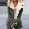 SACFOF Womens Winter Warm Jean Jacket Lapel Stand Collar Fleece Lined Sherpa Denim Coats Thicker Sherpa Outerwear view 2