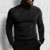 ZYXTIM Men's Lightweight Party Long Sleeve Mock Neck Solid Velvet Pullover Sweatshirts Top Blouse(Black,XX-Large) view 2