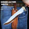 Handmade Carbon Steel Crocodile Dundee Knife, Professional Rustam Crocodile Dundee Outback Fixed Blade Knife with Horn Handle and Leather Sheath view 4