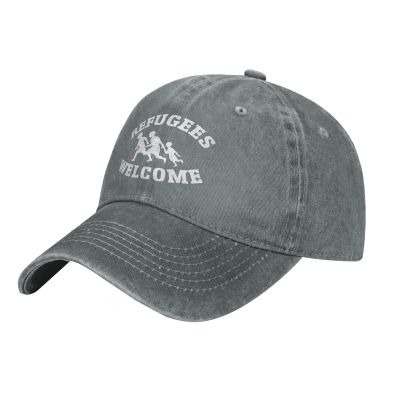 ADTEMP Refugees Welcome USA Cap Unisex Adjustable Cowboy Hat Outdoor Travel Casual Hat Sandwich Hat Gray