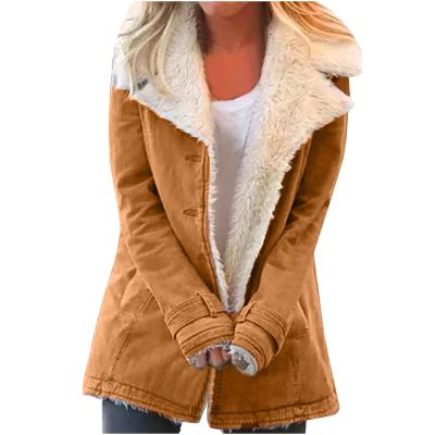 SACFOF Womens Winter Warm Jean Jacket Lapel Stand Collar Fleece Lined Sherpa Denim Coats Thicker Sherpa Outerwear