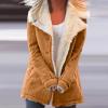 SACFOF Womens Winter Warm Jean Jacket Lapel Stand Collar Fleece Lined Sherpa Denim Coats Thicker Sherpa Outerwear view 2