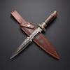 Blade Frenzy Custom Handmade 150 Layers Damascus Steel Hunting Slim Dagger Knife with Leather Sheath BF202