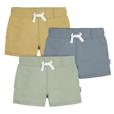 Gerber Baby Boys Toddler 3-Pack Pull-On Knit Shorts, Green Blue Tan, 12 Months