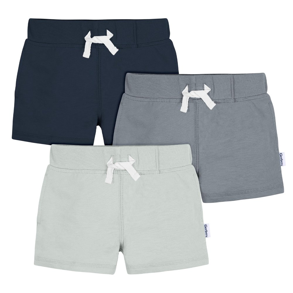 Gerber Baby Boys Toddler 3-Pack Pull-On Knit Shorts, Blues, 5T