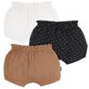 Gerber Baby Girls' 3-Pack Bubble Shorts, Brown/Dot/White, 18 Months view 1