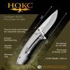 HOKC Airborne | 322-007005 | Pocket Knife, EDC Knife by Official Dealer - Frame Lock, Steel Handle, Ball Bearing Pivot, Ambidextrous Thumb Stud, Finger Flipper, Comfortable Pocket Clip, Long and Durable D2 Stainless Tool Steel, Stone Wash Finished -  view 3