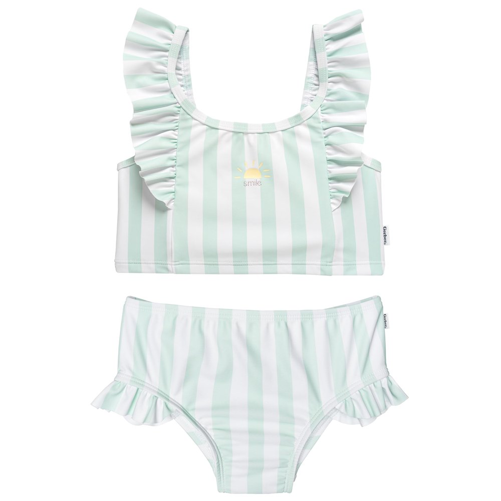 Gerber Toddler Girls' 2-Piece Swimsuit, Stripe, 2T