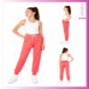 Sweet Hearts Girls Sweatpants - 2 Pack Soft Fleece Athletic Performance Jogger Girls Pants: Made in USA (Sizes 5-18), Size 5-6, Black/Coral view 2