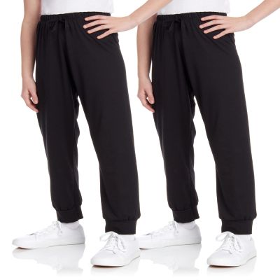 Sweet Hearts Girls Sweatpants - 2 Pack Soft Fleece Athletic Performance Jogger Girls Pants: Made in USA (Sizes 5-18), Size 5-6, Black/Black