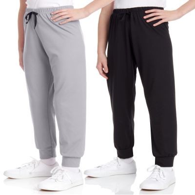 Sweet Hearts Girls Sweatpants - 2 Pack Soft Fleece Athletic Performance Jogger Girls Pants: Made in USA (Sizes 5-18), Size 5-6, Black/Heather Grey
