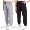Sweet Hearts Girls Sweatpants - 2 Pack Soft Fleece Athletic Performance Jogger Girls Pants: Made in USA (Sizes 5-18), Size 5-6, Black/Heather Grey view 1