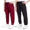 Sweet Hearts Girls Sweatpants - 2 Pack Soft Fleece Athletic Performance Jogger Girls Pants: Made in USA (Sizes 5-18), Size 5-6, Black/Burgundy view 1