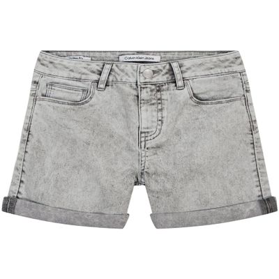 Calvin Klein Girls' Jean Shorts, Stretch Denim, Boyfriend Fit, Mid to High Rise, Stormy/Cuff, 10