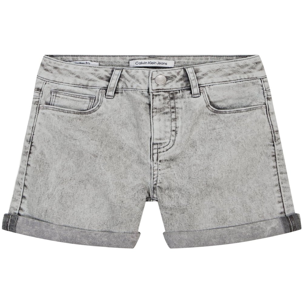 Calvin Klein Girls' Jean Shorts, Stretch Denim, Boyfriend Fit, Mid to High Rise, Stormy/Cuff, 10