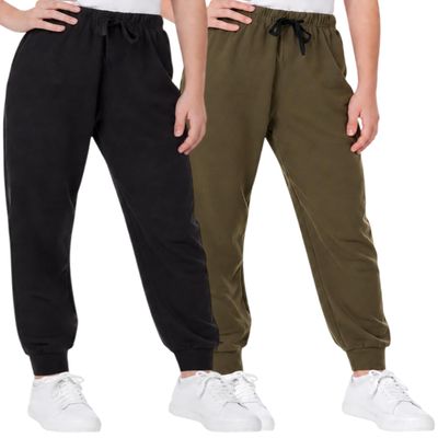 Sweet Hearts Girls Sweatpants - 2 Pack Soft Fleece Athletic Performance Jogger Girls Pants: Made in USA (Sizes 5-18), Size 5-6, Black/Olive