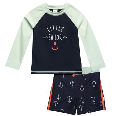 Gerber Baby Boys Baby Toddler Long Sleeved Rashguard Swim Bathing Suit Set Anchors 3-6 Months