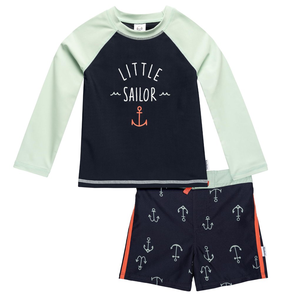 Gerber Baby Boys Baby Toddler Long Sleeved Rashguard Swim Bathing Suit Set Anchors 3-6 Months