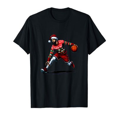 BEARDED HOOPER CROSSOVER BASKETBALL IN UGLY CHRISTMAS T-Shirt