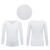 TiaoBug Kids Boys Girls Fleece Lined Thermal Underwear Tops Long John Gymnastics Ballet Dance Undergarments T-Shirt White 4-6 Years view 3