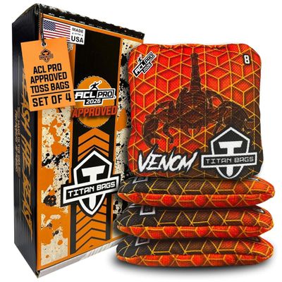 Titan Bags Venom Cornhole Bags - 6" x 6" ACL PRO Approved Cornhole Bean Bags for Tournaments, Versatile & Durable Regulation Cornhole Bags Ideal for Indoor/Outdoor Toss Games - Geode (4 Pack)