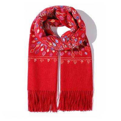 Letusto LUU MANLIC Women's Shawl Wrap Embroidered Tassel Scarf, Premium Quality, Oversize(73x27), Soft, Durability, Warm