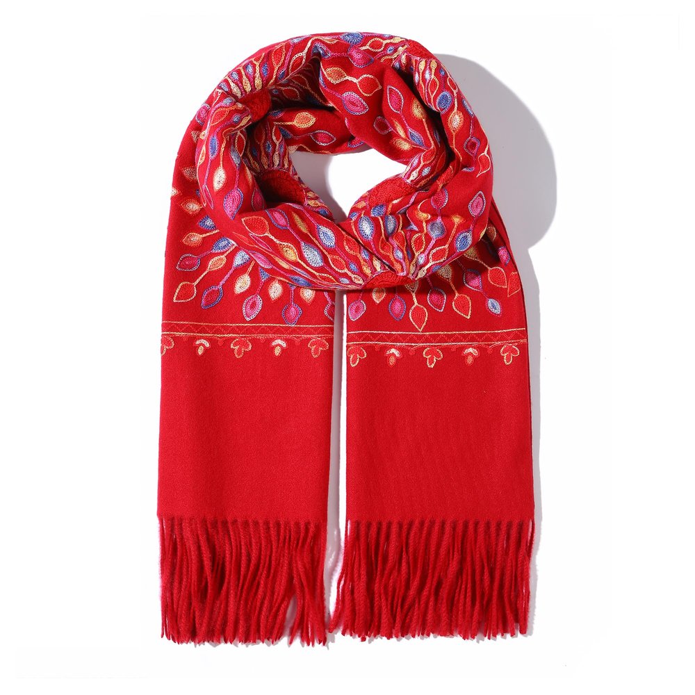Letusto LUU MANLIC Women's Shawl Wrap Embroidered Tassel Scarf, Premium Quality, Oversize(73x27), Soft, Durability, Warm