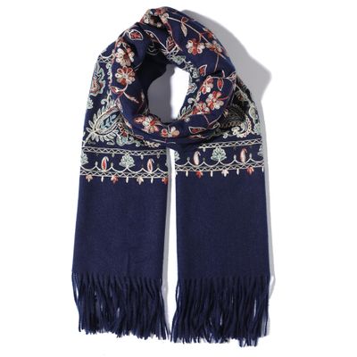 Letusto LUU MANLIC Women's Shawl Wrap Embroidered Tassel Scarf, Premium Quality, Oversize(73x27), Soft, Durability, Warm