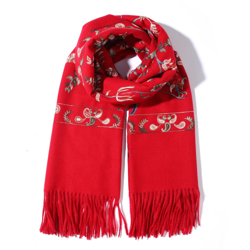 Letusto LUU MANLIC Women's Shawl Wrap Embroidered Tassel Scarf, Premium Quality, Oversize(73x27), Soft, Durability, Warm