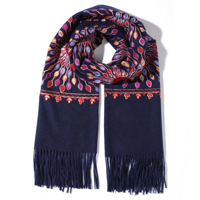 Letusto LUU MANLIC Women's Shawl Wrap Embroidered Tassel Scarf, Premium Quality, Oversize(73x27), Soft, Durability, Warm