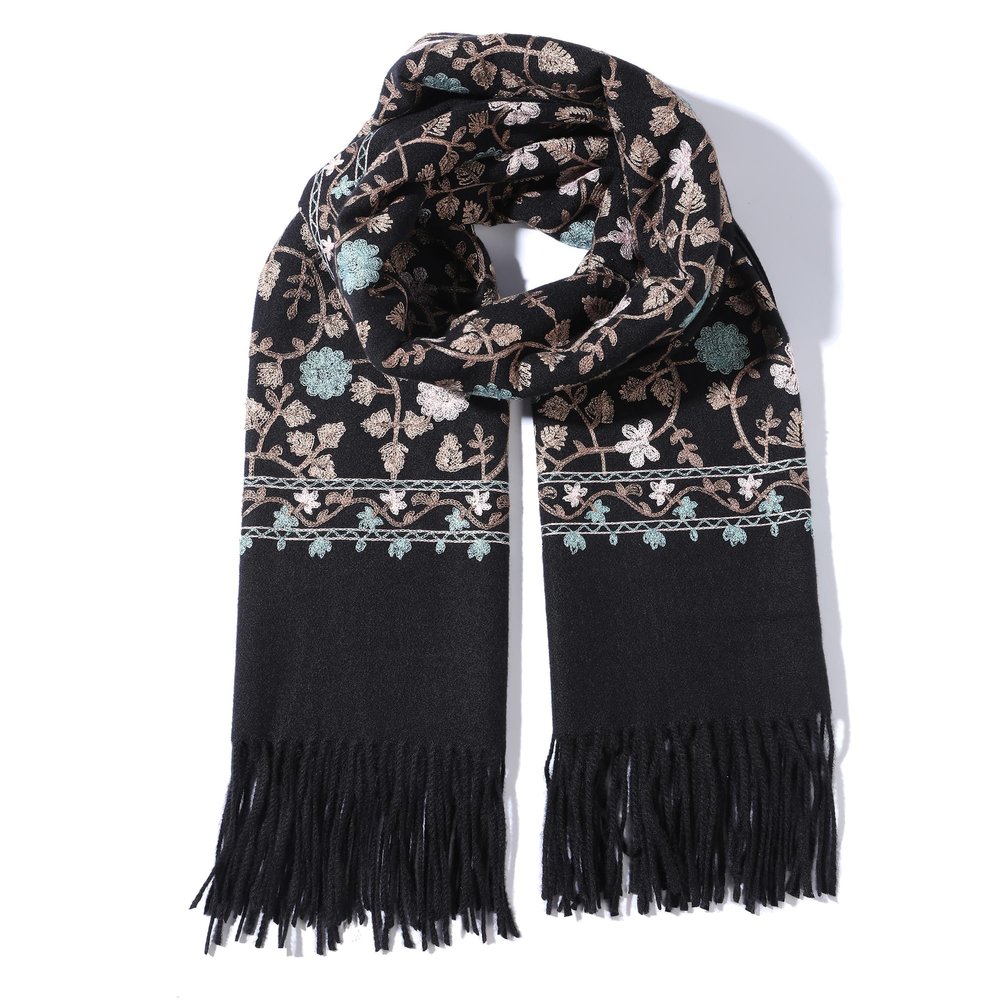 Letusto LUU MANLIC Women's Shawl Wrap Embroidered Tassel Scarf, Premium Quality, Oversize(73x27), Soft, Durability, Warm