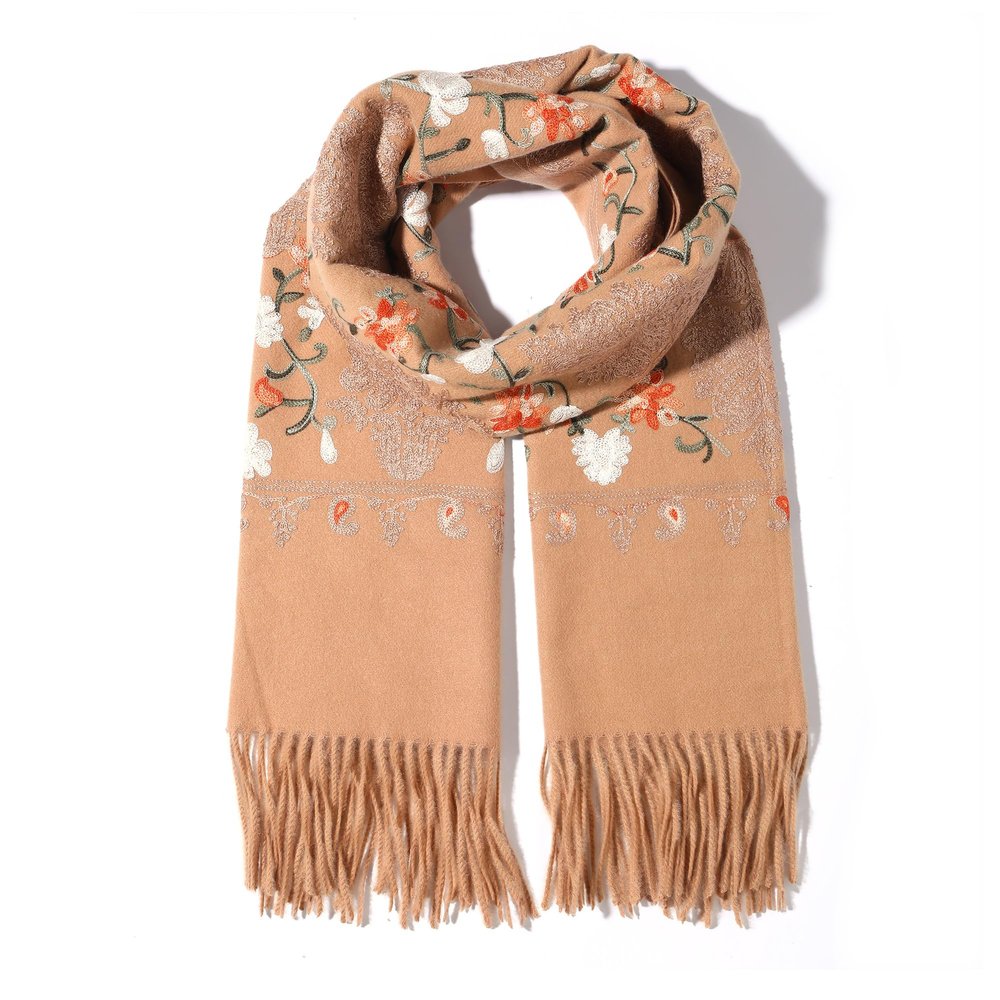 Letusto LUU MANLIC Women's Shawl Wrap Embroidered Tassel Scarf, Premium Quality, Oversize(73x27), Soft, Durability, Warm