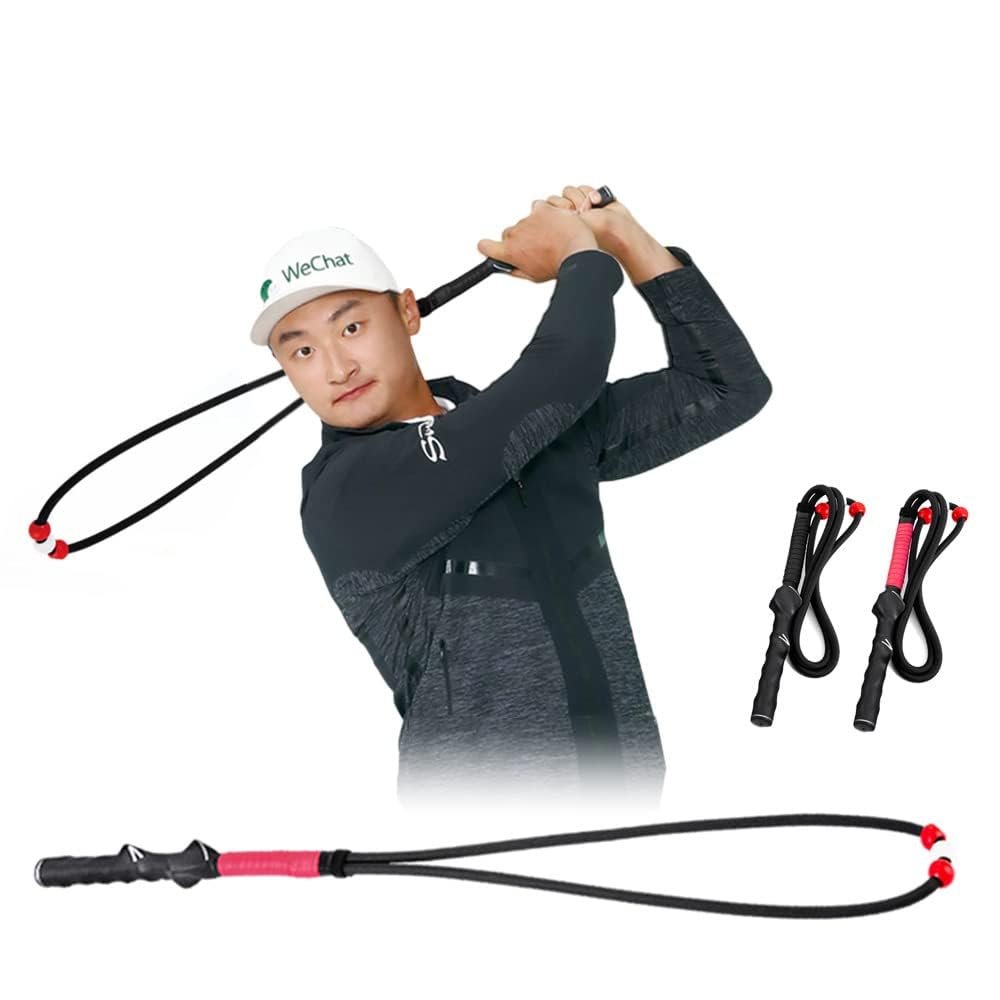Golf Swing Trainer with Adjustable Correction Aid Rope - Perfect Golf Training Aid for Beginners (Black)