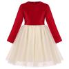 AFAVOM Toddler Girls Velvet Tulle Dress Princess Party Outfit Christmas Ruffle Dress Birthday Christening Ball Gown Pageant Baptism Photoshoot Tutu Dress Wedding Flower Girl Dress Red 12-18 Months view 1