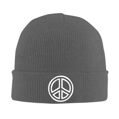Kkaingg Peace Sign Beanie Hat Men Knit Skull Cap Women Winter Warm Hat Knitted Hat Slouchy Stocking Hat Deep Heather